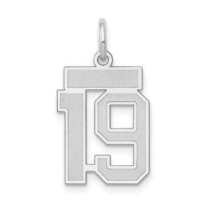 14k White Gold, Jersey Collection, Small Number 19 Pendant